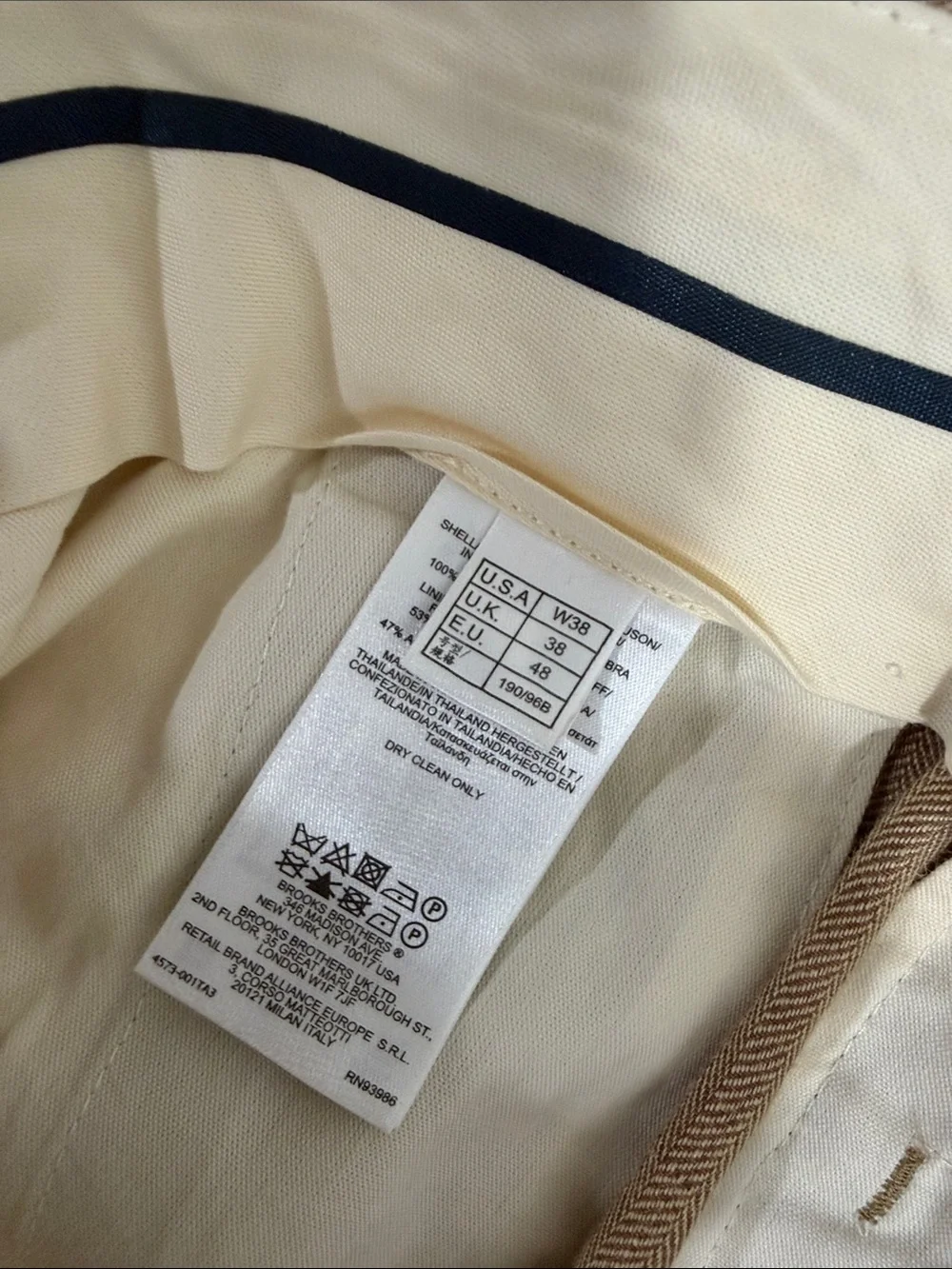 Brooks Brothers 1818 Fitzgerald Linen Dress Pants Tan Cuffed W38 Classic Fit